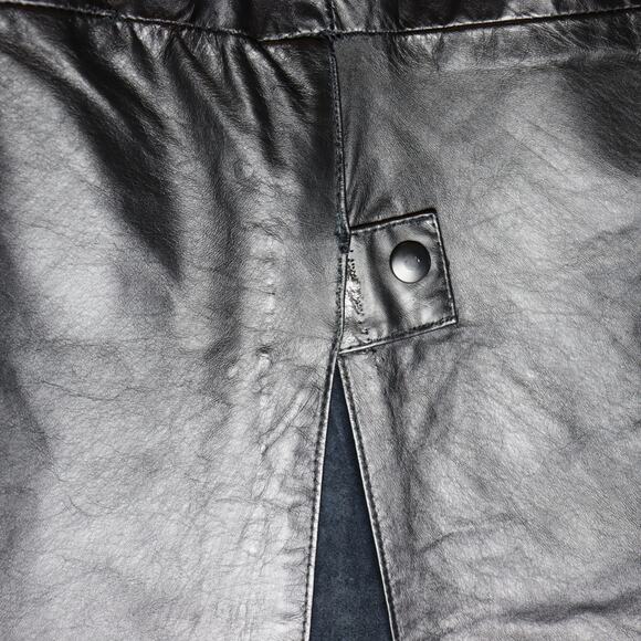 Vintage S & U Fashions Black Leather Midi Skirt Size 14 Y2K runs small (12) - Picture 4 of 5